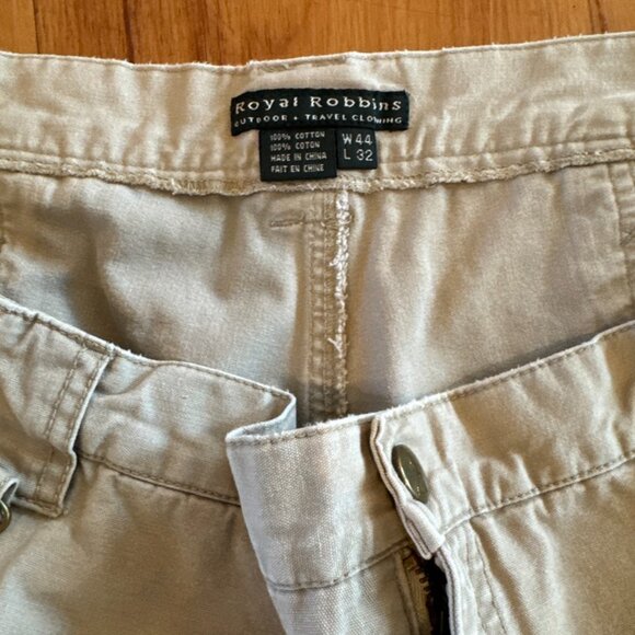 VTG Royal Robbins Mens 44x32 Cargo Pants Double Knee Utility Outdoor Khaki - Picture 6 of 8